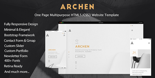 ARCHEN - One Page Multipurpose HTML5/CSS3 Website Template
