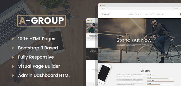 A-Group - Business Company HTML template with Visual Page Builder and Dashboard Pages