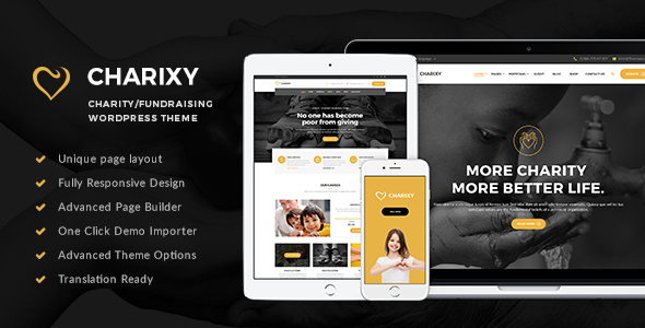 Charixy - Charity/Fundraising WordPress Theme