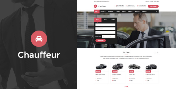Transport And Car Hire WP Theme, Chauffeur - Limousine