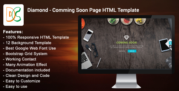 Diamond - Coming Soon Page HTML Template