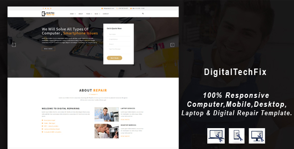 Electronic Servicing and Repairing HTML Template, Computer, Digital Tech Fix -  Multipurpose Mobile