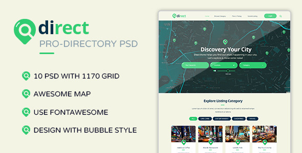 Direct - Pro Directory PSD Template