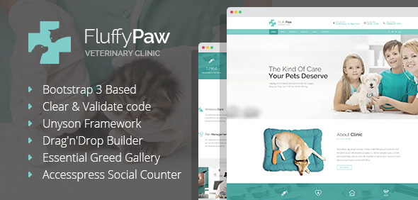 FluffyPaw - WordPress Theme for Veterinary Clinic & Pet Care Center.