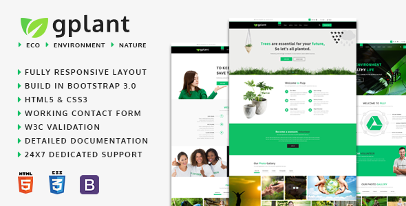 Natural & Environmental HTML Template, gPlant - Multipurpose ECO