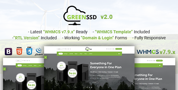 Hosting Business with WHMCS Template, GREENSSD | Multipurpose Technology