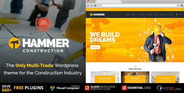 Construction Business WordPress Theme, Hammer - Multi-Trade