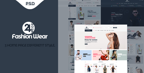 24 Hour Fashion Wear eCommerce PSD Template