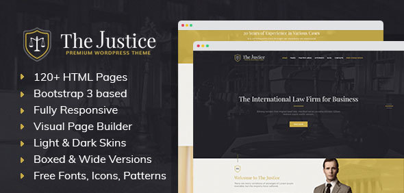 Justice - HTML template with Visual Page Builder for Advocate or Law Firm