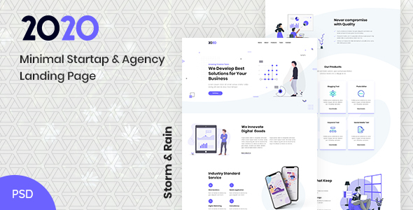 2020 | Minimal Startup & Agency PSD Landing Page