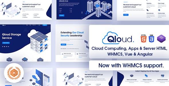 Vue & Angular Template, WHMCS, Apps & Server HTML, Qloud - Cloud Computing