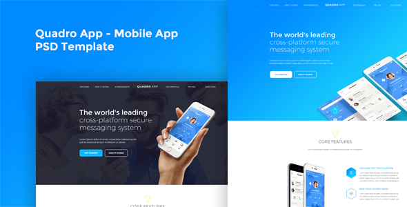 Quadro App - Mobile App PSD Template