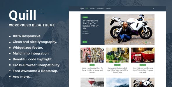 Quill Blog - Responsive Minimal WordPress theme