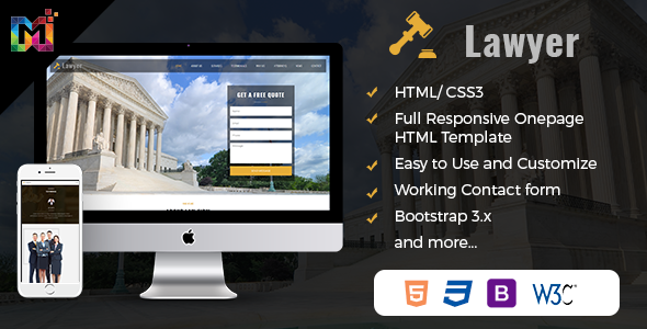 Responsive HTML Template One page - Corporate and Law Firm