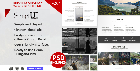SimplUI - One Page Clean Parallax Responsive WordPress Theme