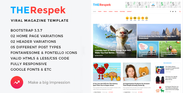 Buzzy Magazine HTML5 Template, TheRespek - Viral Bimber