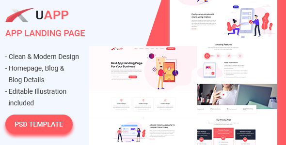 UAPP - App Landing Page PSD Template