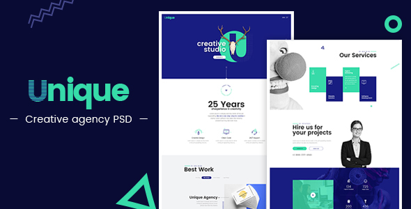 Unique - Creative Agency Landing Page PSD