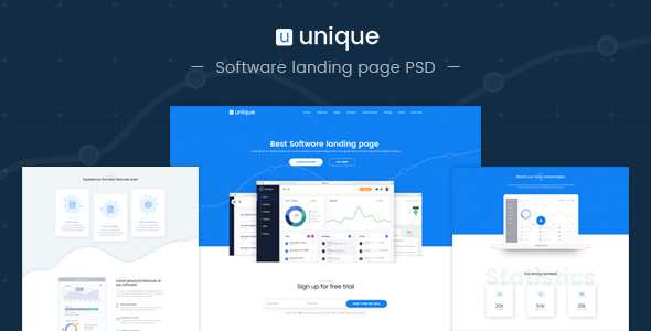 Unique-Software landing page PSD template