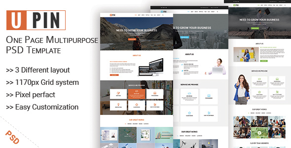 UPIN - One Page Multipurpose PSD Template