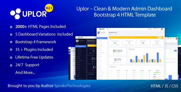 Uplor – Clean & Modern Admin Dashboard Bootstrap 4 HTML Template