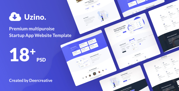 Uzino | Premium Startup App PSD Template