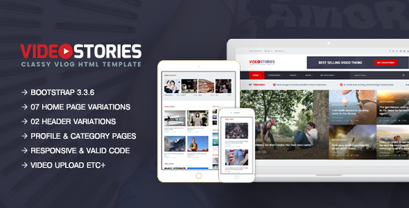 VideoStories - A Powerful Responsive Video Blogging HTML5 Template