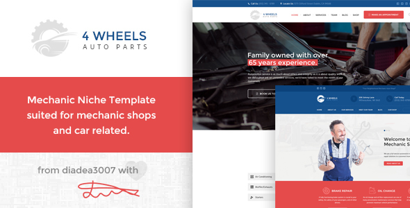 4 Wheels - Mechanic Shop PSD Template