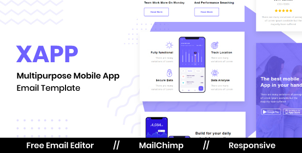 XAPP - Responsive Email Template For App / SaaS With Free Email Editor