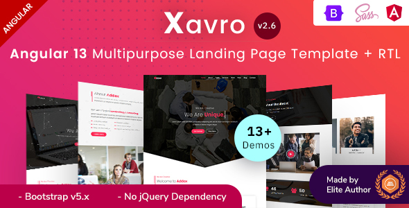 Xavro - Angular 13 Multipurpose Landing Page Template