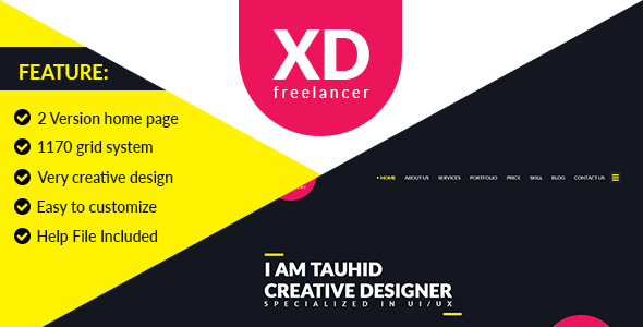 XD Freelancer- Personal/Agency Portfolio One Page PSD Template