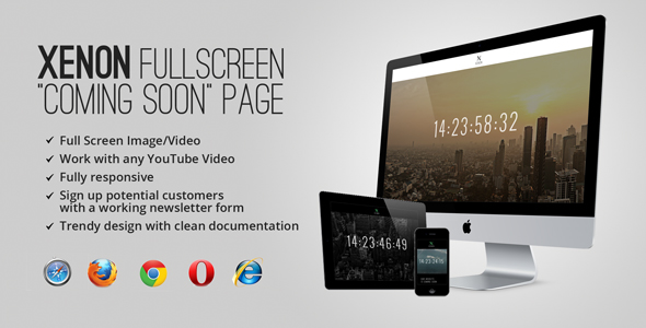 Xenon — Countdown & YouTube Video Background Page