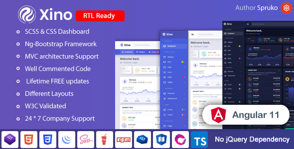 Xino - Angular Cryptocurrency Admin and Dashboard Template