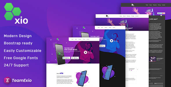 Xio - App Landing Page PSD Template