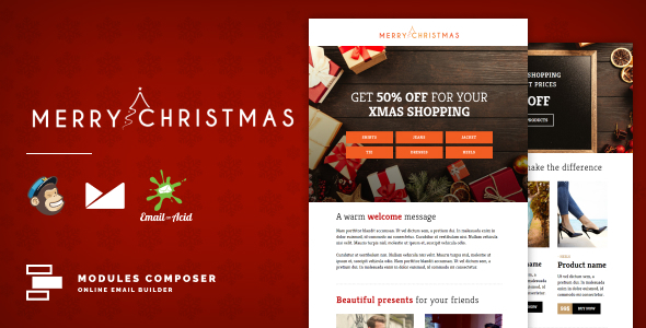 StampReady & Online Builder, XMAS - E-commerce Responsive Email Template with MailChimp Editor