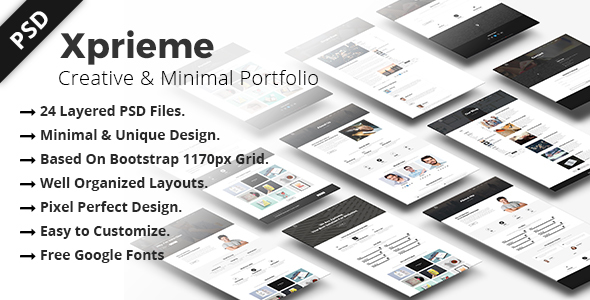 Xprieme - Creative and Minimal Portfolio PSD Template.