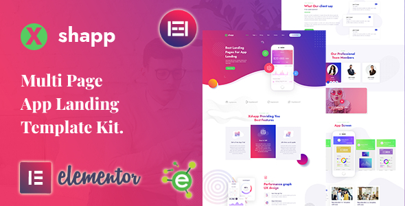 Xshapp - App Landing Elementor Template Kit