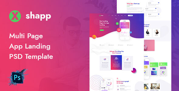 Xshapp - Multipage App Landing PSD Template