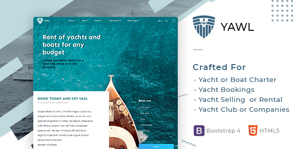 Yawl - Yacht Marine Charter Selling Booking Template