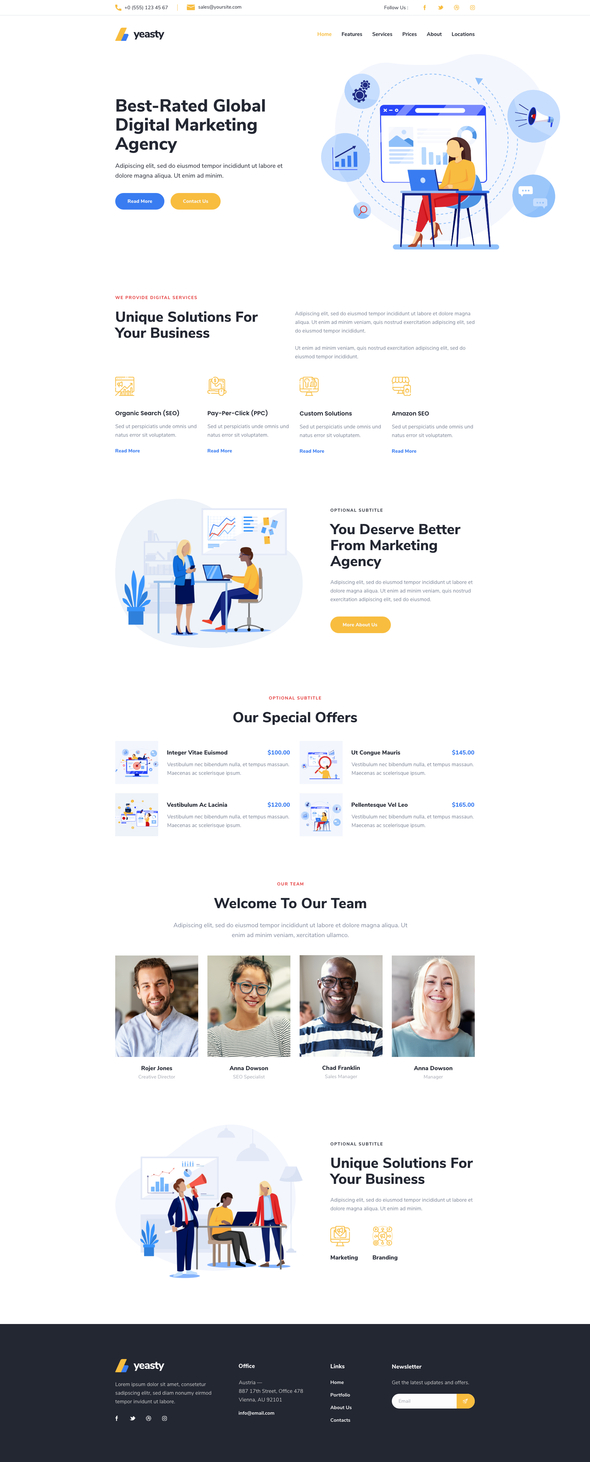 Yeasty | Marketing Agency & Advertising Service Elementor Template Kit