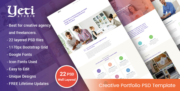 Yeti - Creative Portfolio PSD Template