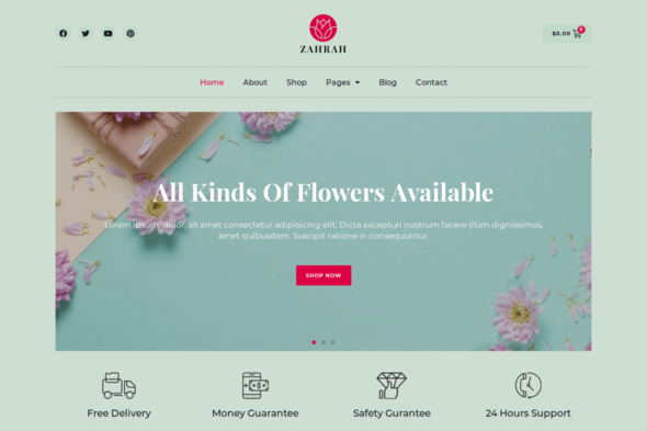 Zahrah - Flower Shop & Store WooCommerce Elementor Template Kit