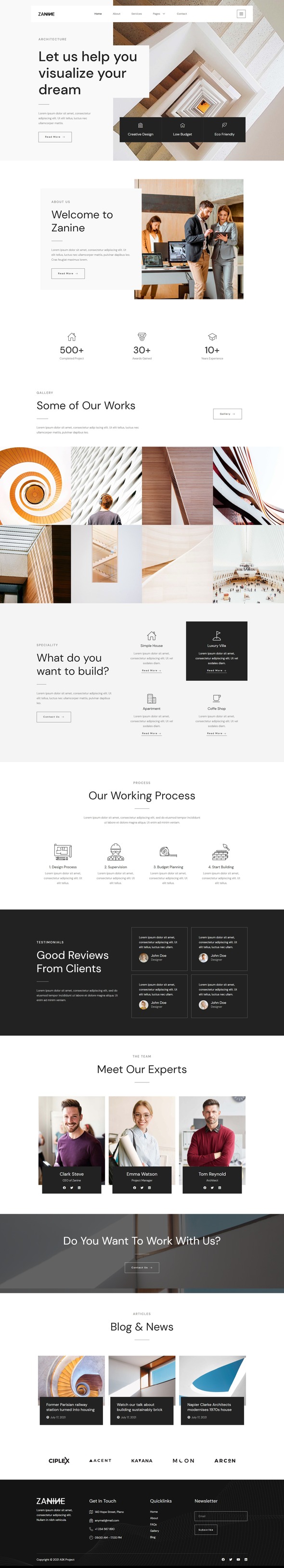 Zanine - Architecture Agency Elementor Template Kit