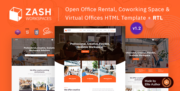 Zash - Office Rental & Coworking Space Bootstrap 5 Template