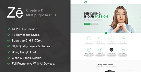 Ze - Creative & Multipurpose PSD Template.