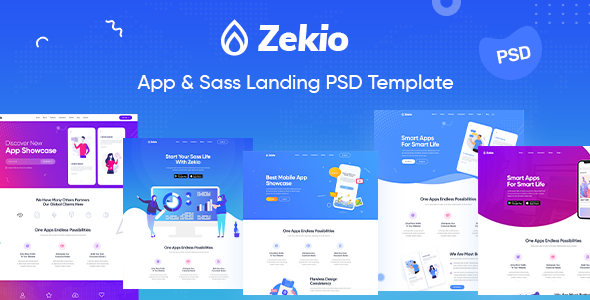 Zekio - App & Sass Landing PSD Template