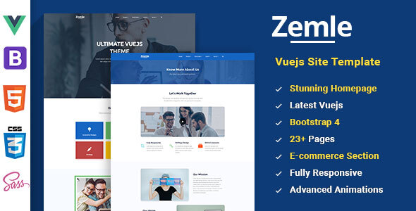 Zemle - Vuejs Bootstrap 4 Multipurpose Site Template