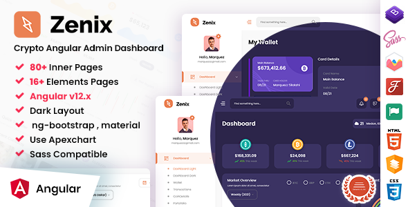 Zenix - Crypto Angular 12 Admin Dashboard Template