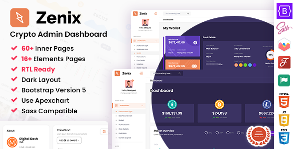 Zenix - Crypto Bootstrap Admin Dashboard