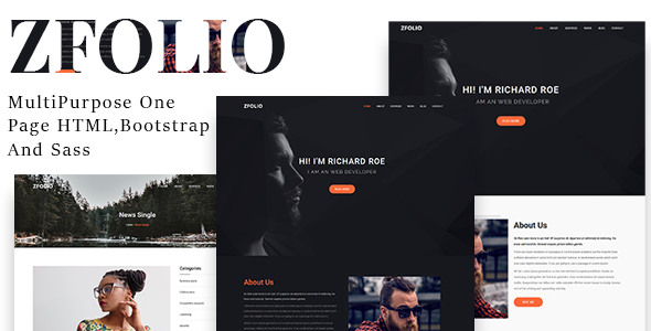 Zfolio | MultiPurpose One Page HTML And Sass Template